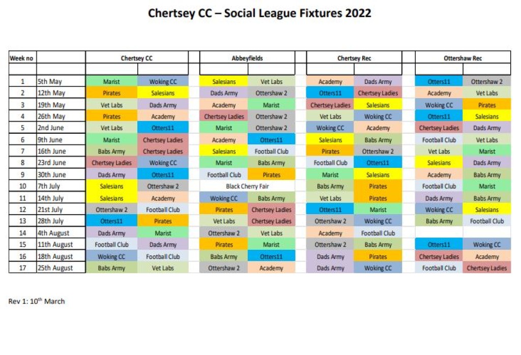 2022 Social League Fixtures Released Ready for a Huge Season!