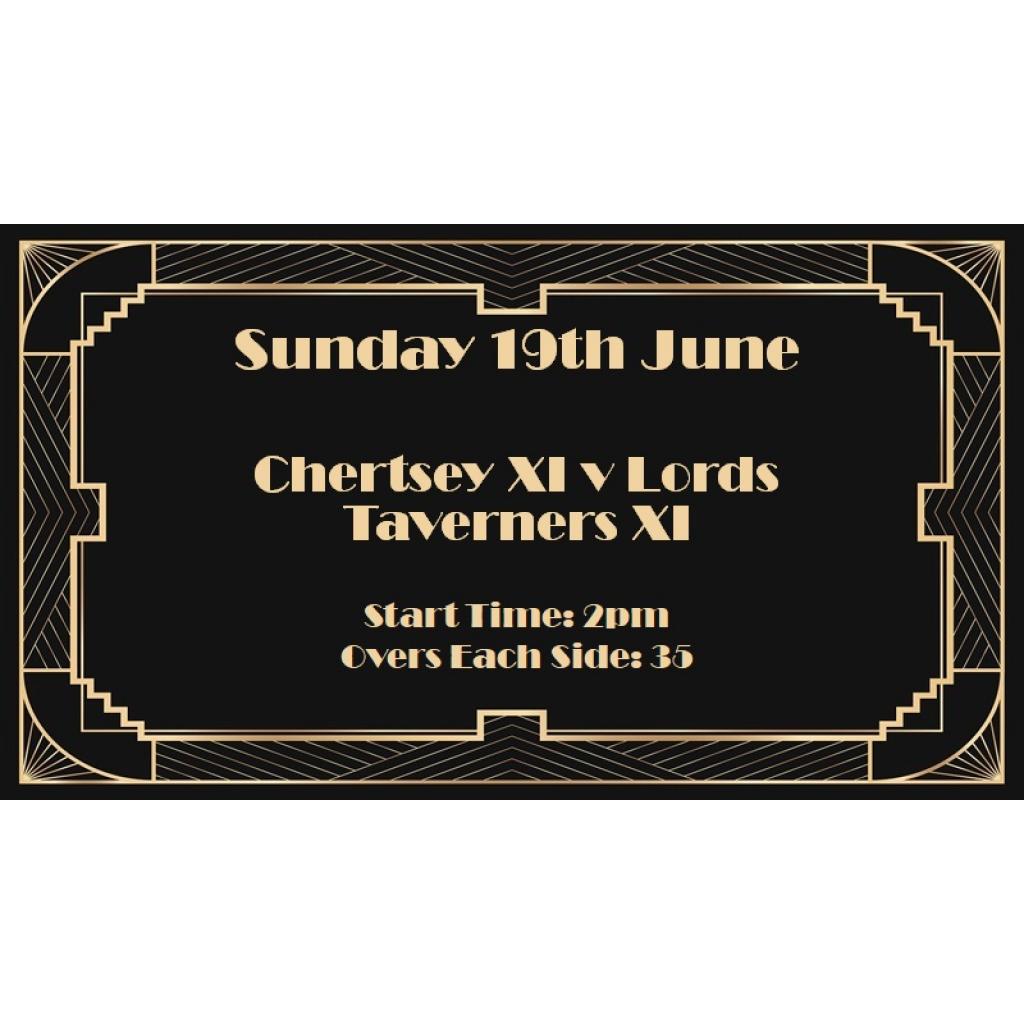 Matchday Information: Sunday 19th June - Chertsey XI v Lords Taverners - 2pm